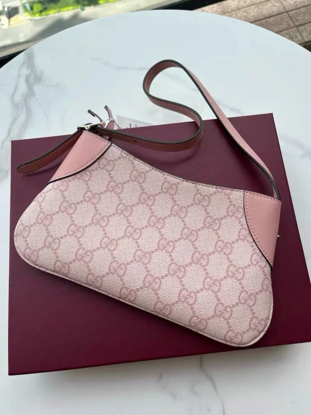 New! Gucci Light Pink Monogram Shoulder Bag
